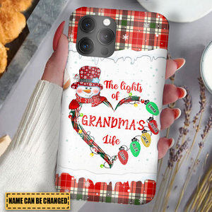 The Lights Of Nana's Life Snowman Grandma Christmas Personalized Silicone Phone Case