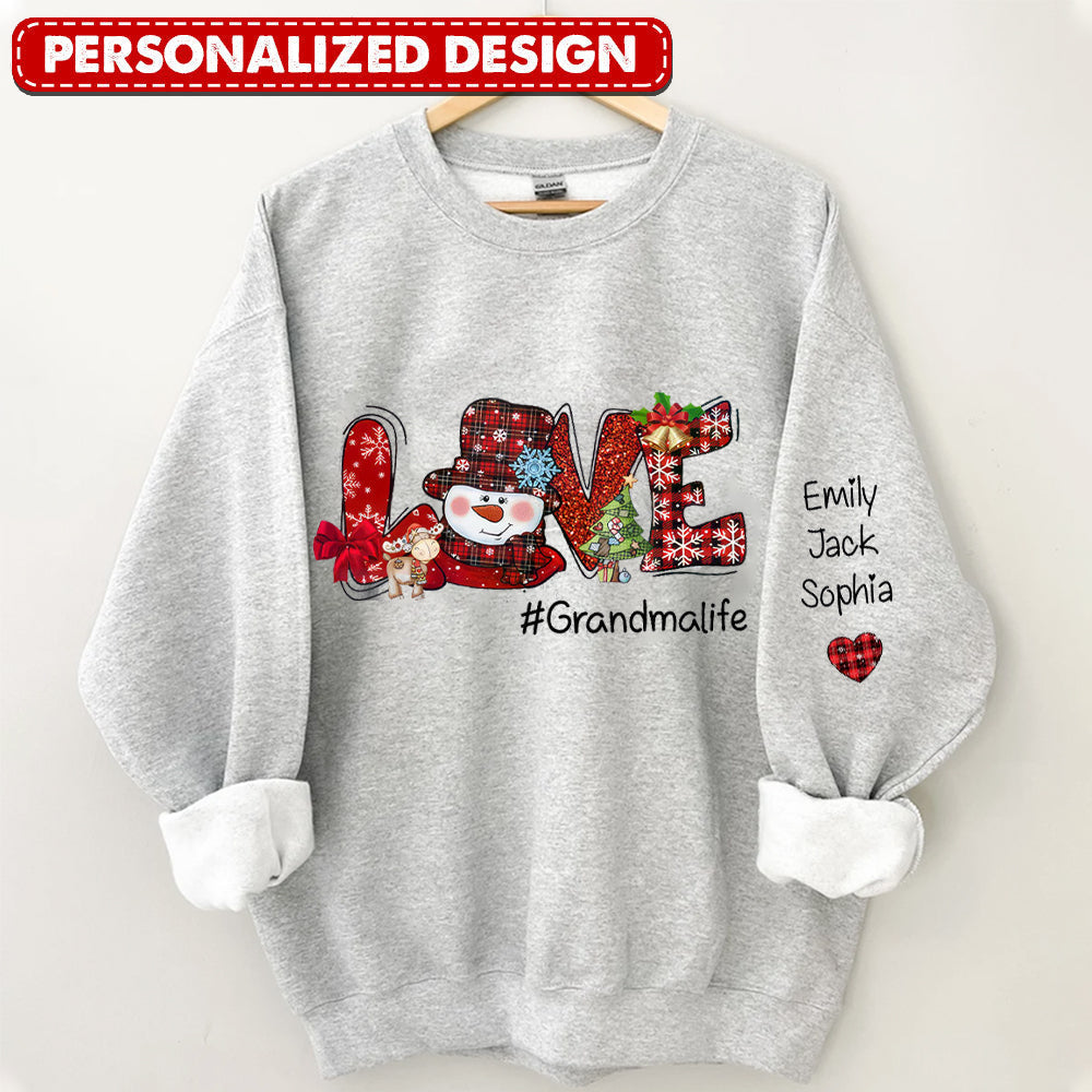 Personalized Love Snowman Grandma Mom Life Sweatshirt