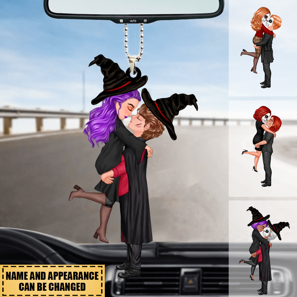 Halloween Couple Kissing and Hugging Personalized Car Ornament