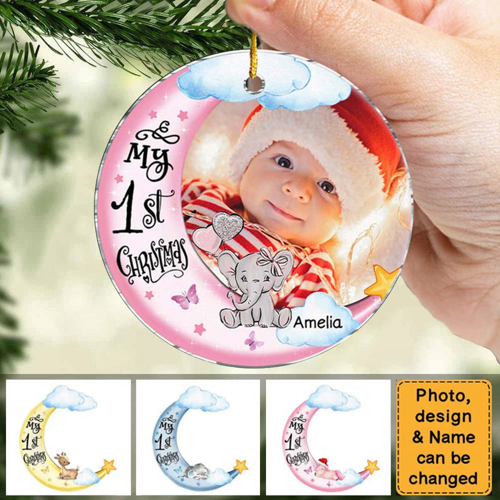 Gift For Baby First Christmas Photo Circle Ornament