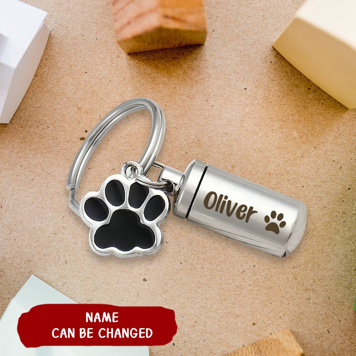 Personalized Pet Memorial Dog Paw Keychain