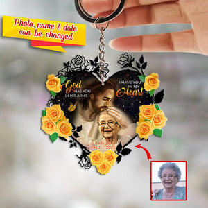 Personalized God has you in his arms Memorial Gift Rose Keychain