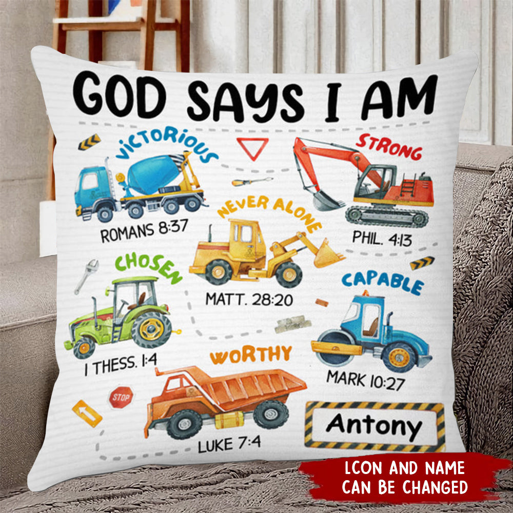 Gifts For Grandson Son Construction Machines I Am Pillow