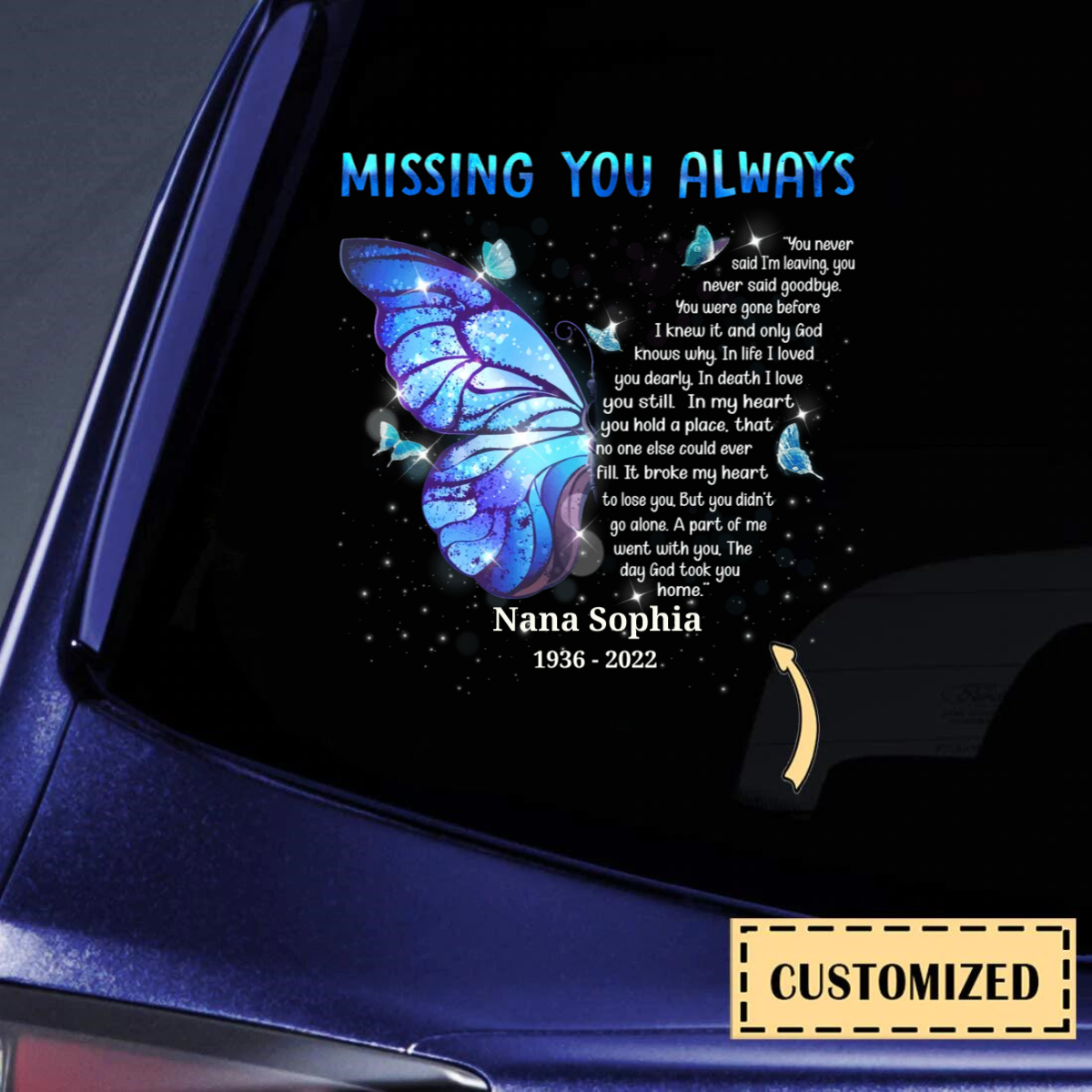 Personalized Memorial Butterfly Decal