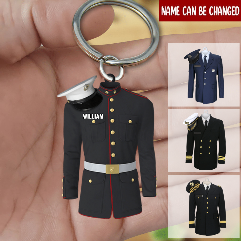 Marine Army Airforce Navy Uniform Personalized Acrylic Keychain