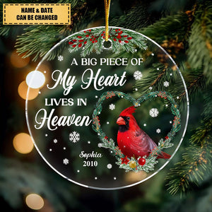 Memorial Gift Cardinal Piece Of My Heart Circle Ornament