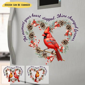 Heart-Shaped Wreath Memorial Cardinals Personalized Decal