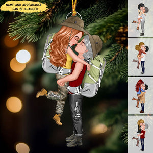 Doll Couple Camping Kissing Hugging, Camping For Life Personalized Ornament