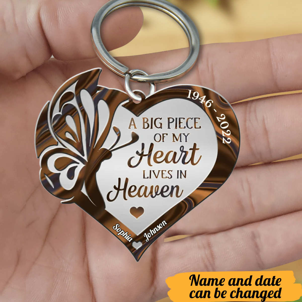 Personalized A Big Piece Of My Heart Lives In Heaven Acrylic Keychain