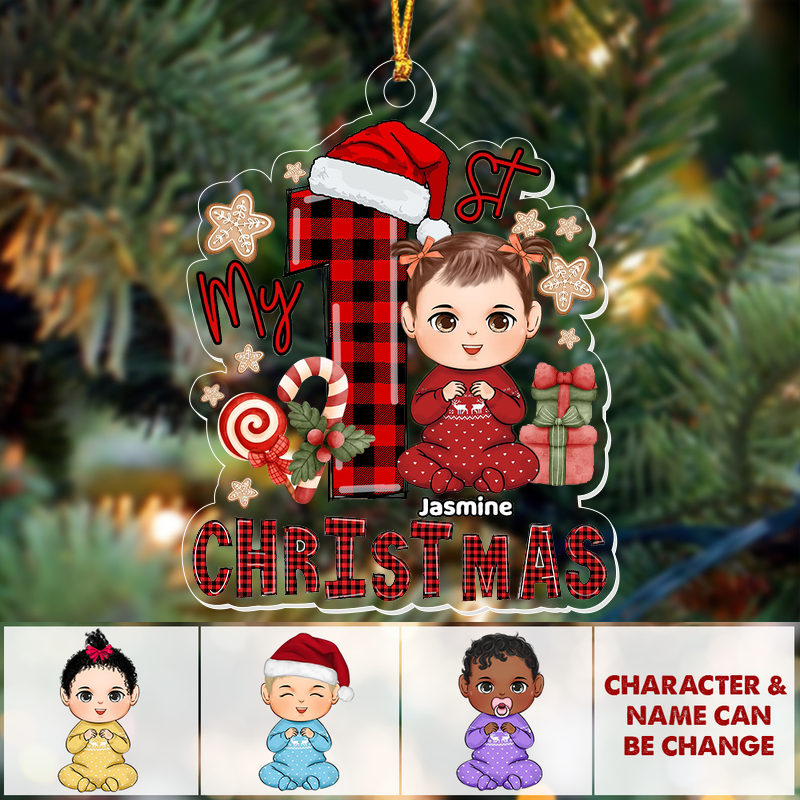 My First Christmas Cute Sitting Doll Baby Personalized Acrylic Ornament