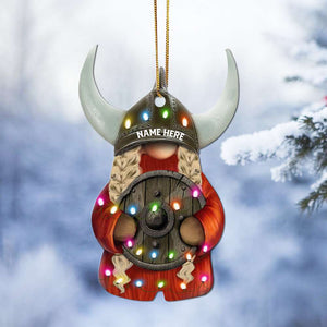 Viking Couple With Printed Christmas Light - Personalized Christmas Ornament - Gift For Couples