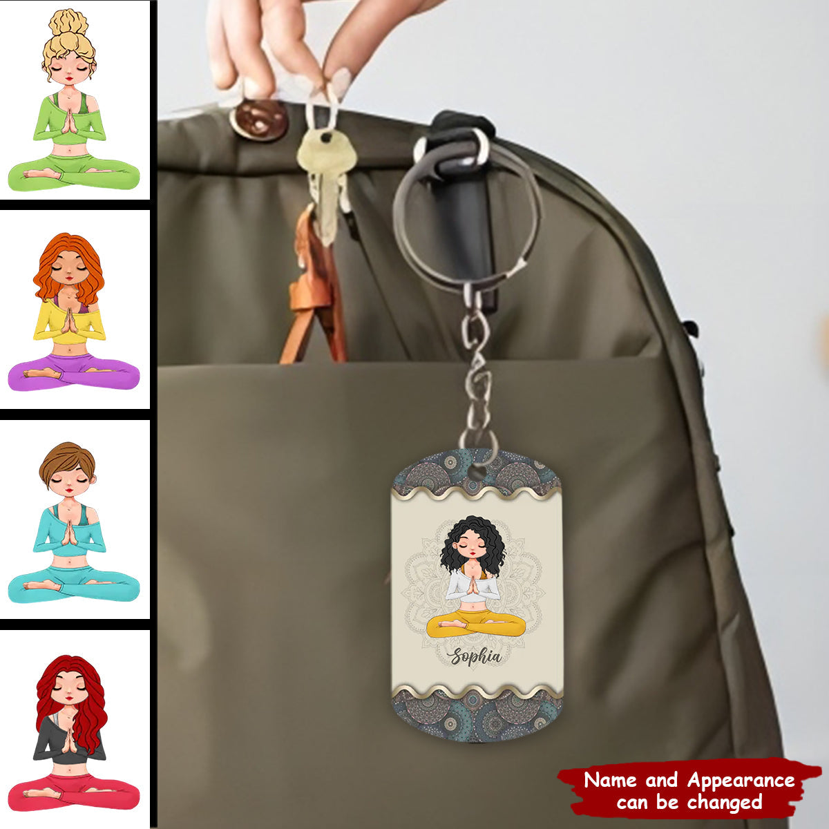 Custom Yoga Girl Stainless Steel Keychain - Gift Idea For Yoga Lover/ Birthday Gift - I'm Not Sugar And Spice And Everything Nice