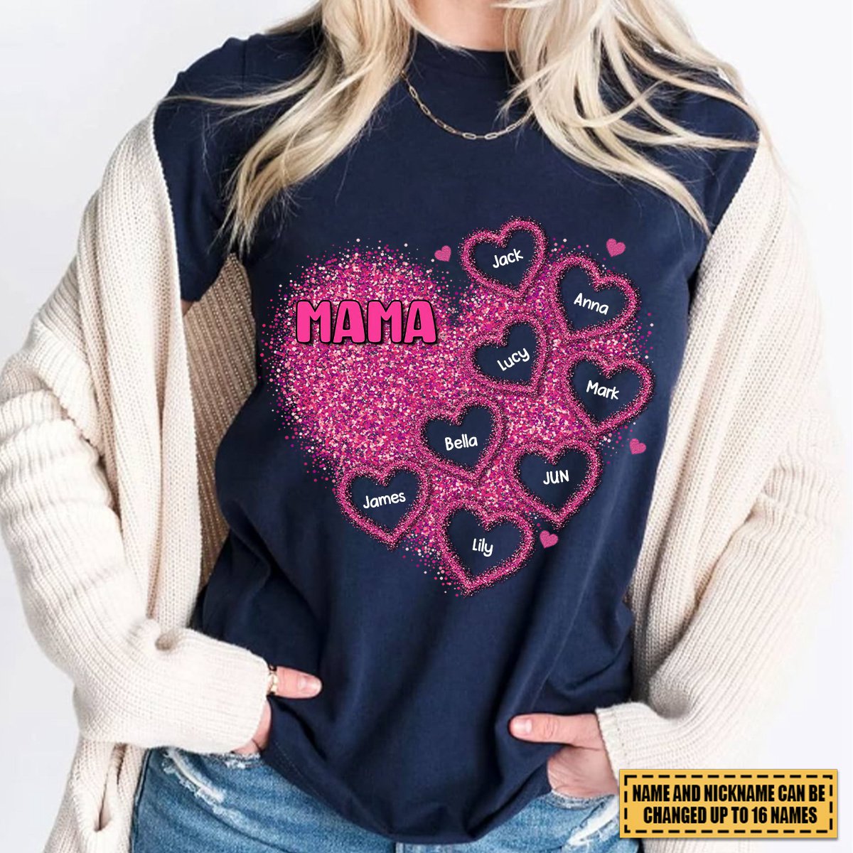 Sparkling Heart Grandma Cute Shirt - Personalized Shirt