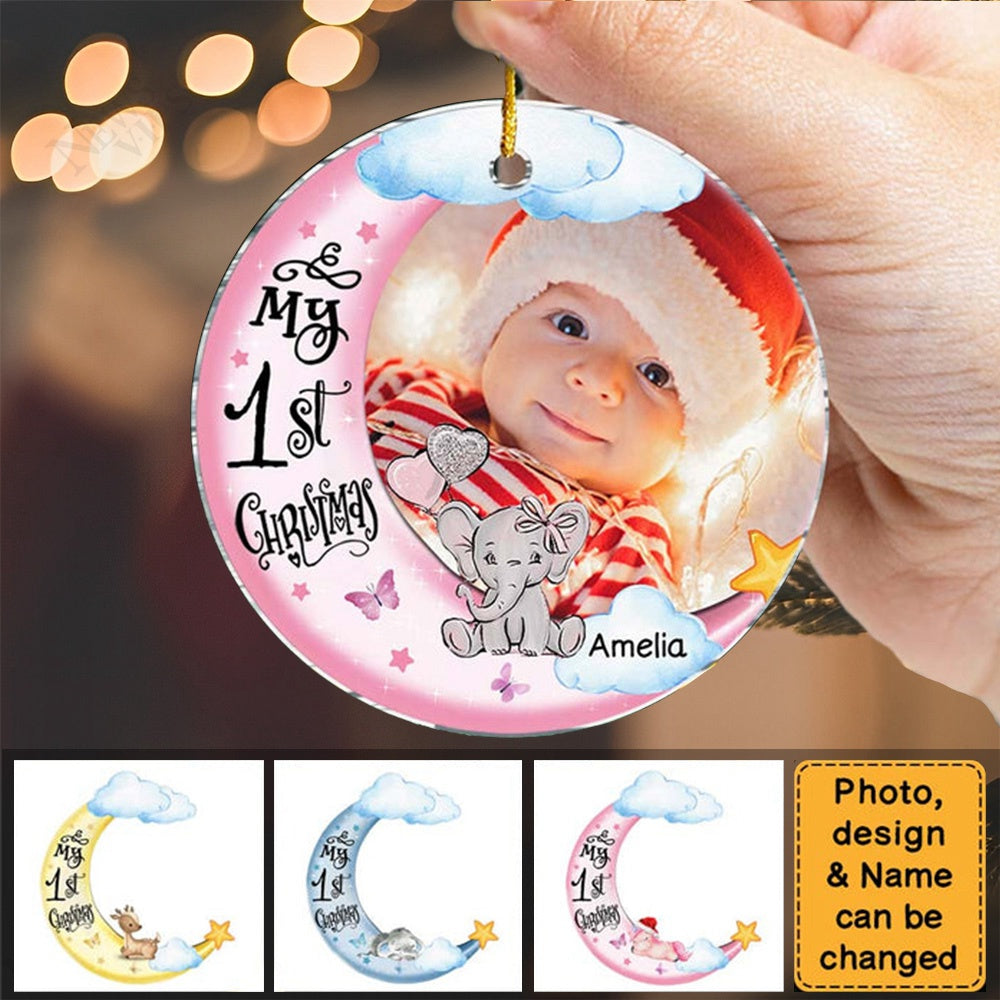 Gift For Baby First Christmas Photo Circle Ornament