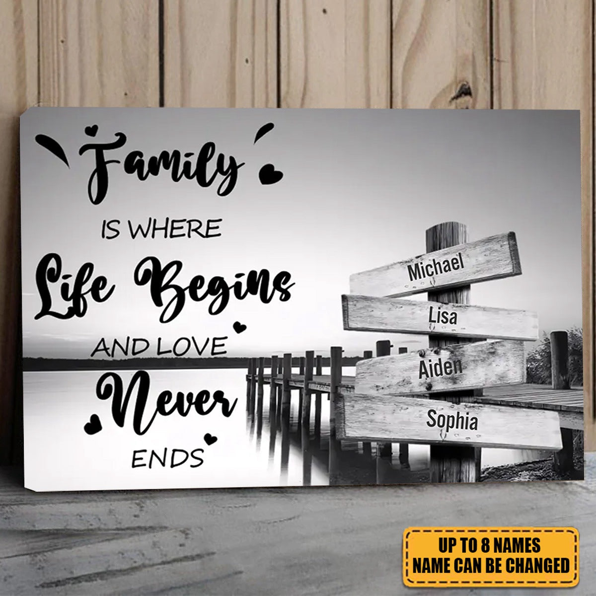 Personalized Poster With Sunset Dock Design - Family Is Where Life Begins And Love Never Ends