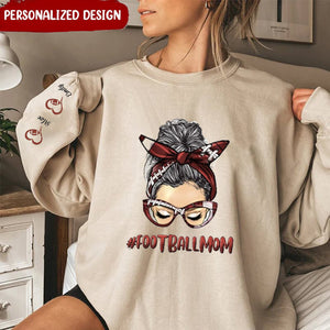 Messy bun football mom personalized 3d sweatshirt