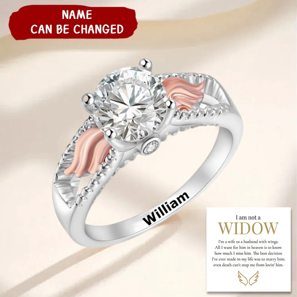 I'm A Wife To A Husband Personalized Circle Wings Memorial Ring