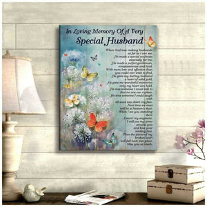 Sympathy Canvas Gift Special Husband Butterfly Wall Art Decor