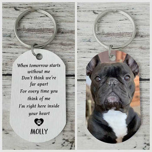 For Every Time You Think Of Me I'm Right Here Inside Your Heart - Upload Image Personalized Keychain