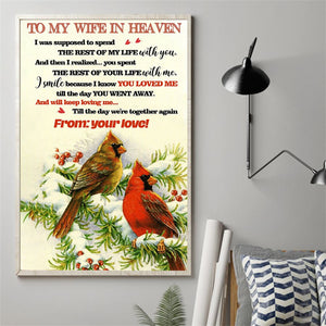 To My Wife In Heaven - Cardinal Poster