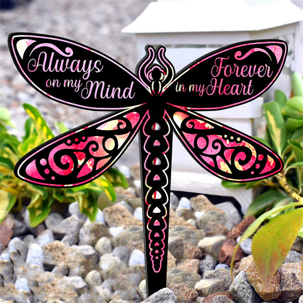 Always On My Mind Dragonfly Acrylic Plaque Stake