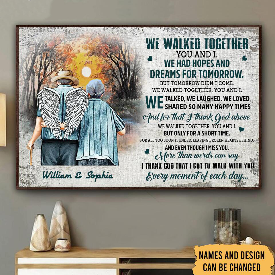 We Walked Together Memorial Angel Wing Couple Poster