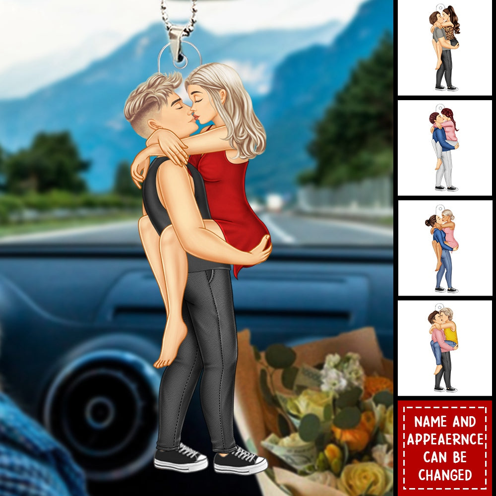 Couple Kissing - Valentine's Day Gift For Couples - Personalized Car Ornament