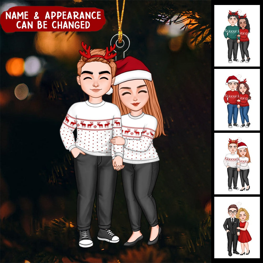 Cute Couple Loves Holding Hand - Personalized Ornament