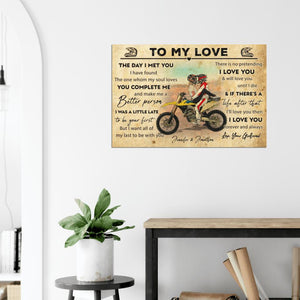 Custom Personalized Motocross Poster, Canvas, Vintage Style, Dirt Bike Gifts For Boyfriend, Personalized Gift For Husband With Custom Name, Number, Appearance & Landscape