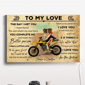 Custom Personalized Motocross Poster, Canvas, Vintage Style, Dirt Bike Gifts For Boyfriend, Personalized Gift For Husband With Custom Name, Number, Appearance & Landscape