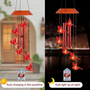 Personalized Cardinal LED Solar Wind Chime - A BIG PEACE OF MY HEART - Memorial Gift, Gift For Family