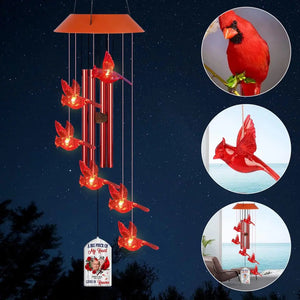Personalized Cardinal LED Solar Wind Chime - A BIG PEACE OF MY HEART - Memorial Gift, Gift For Family