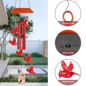 Personalized Cardinal LED Solar Wind Chime - My Dad Amazing - Memorial Gift, Gift For Father's Day, Gift For Family