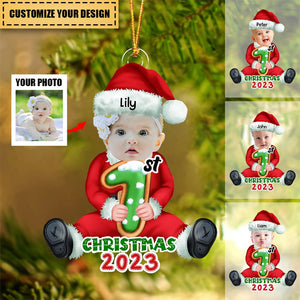 Baby First Christmas Upload Photo Personalized Acrylic Ornament