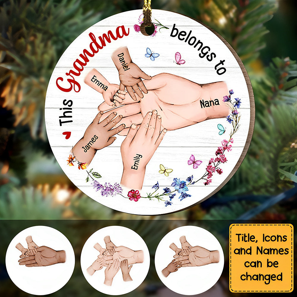 This Grandma Belongs To Circle Ornament