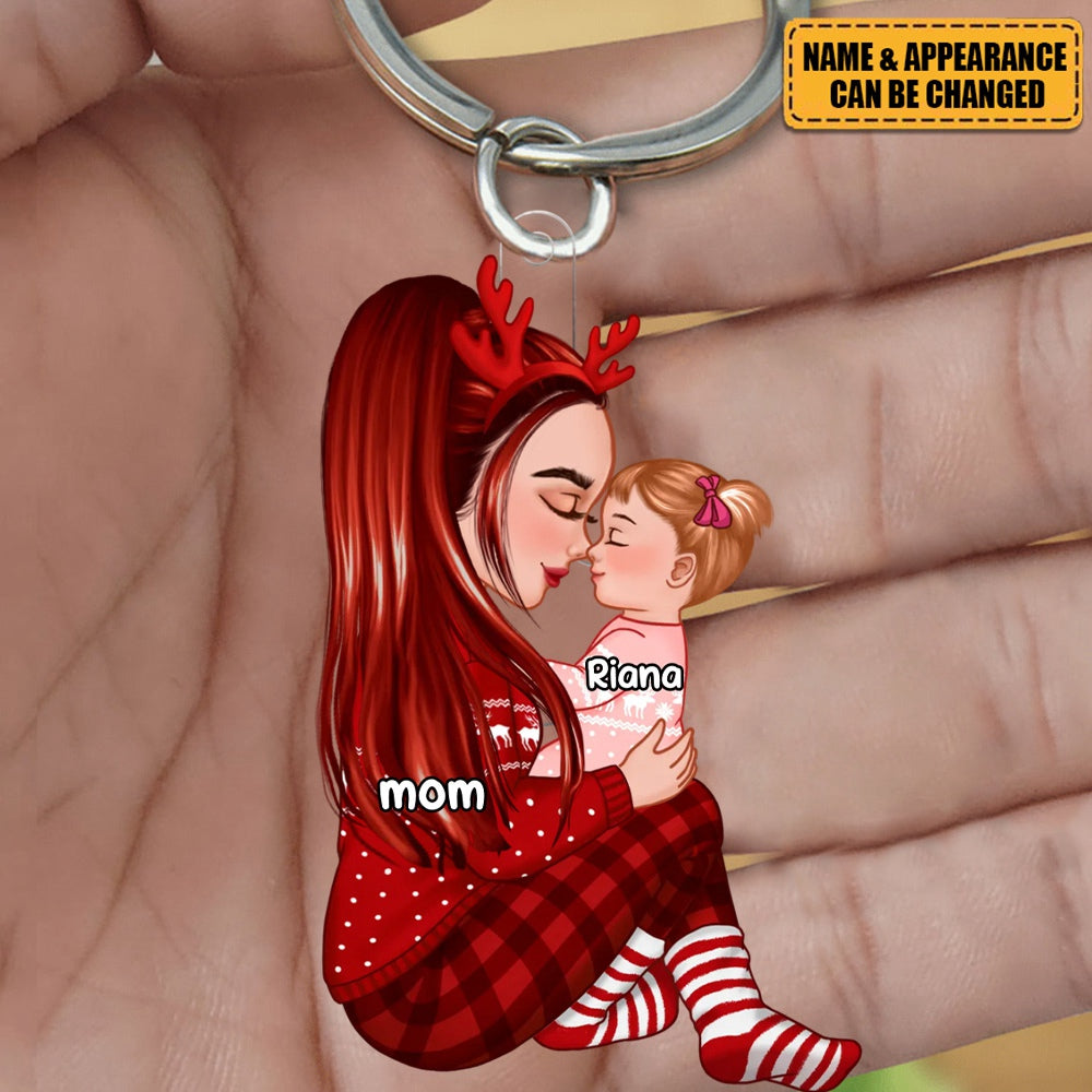 Grandma Mom Holding Kid Personalized Acrylic Keychain