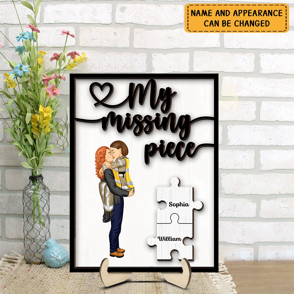 My Missing Piece Gift For Her Gift For Him Personalized 2 Layer Wooden Plaque