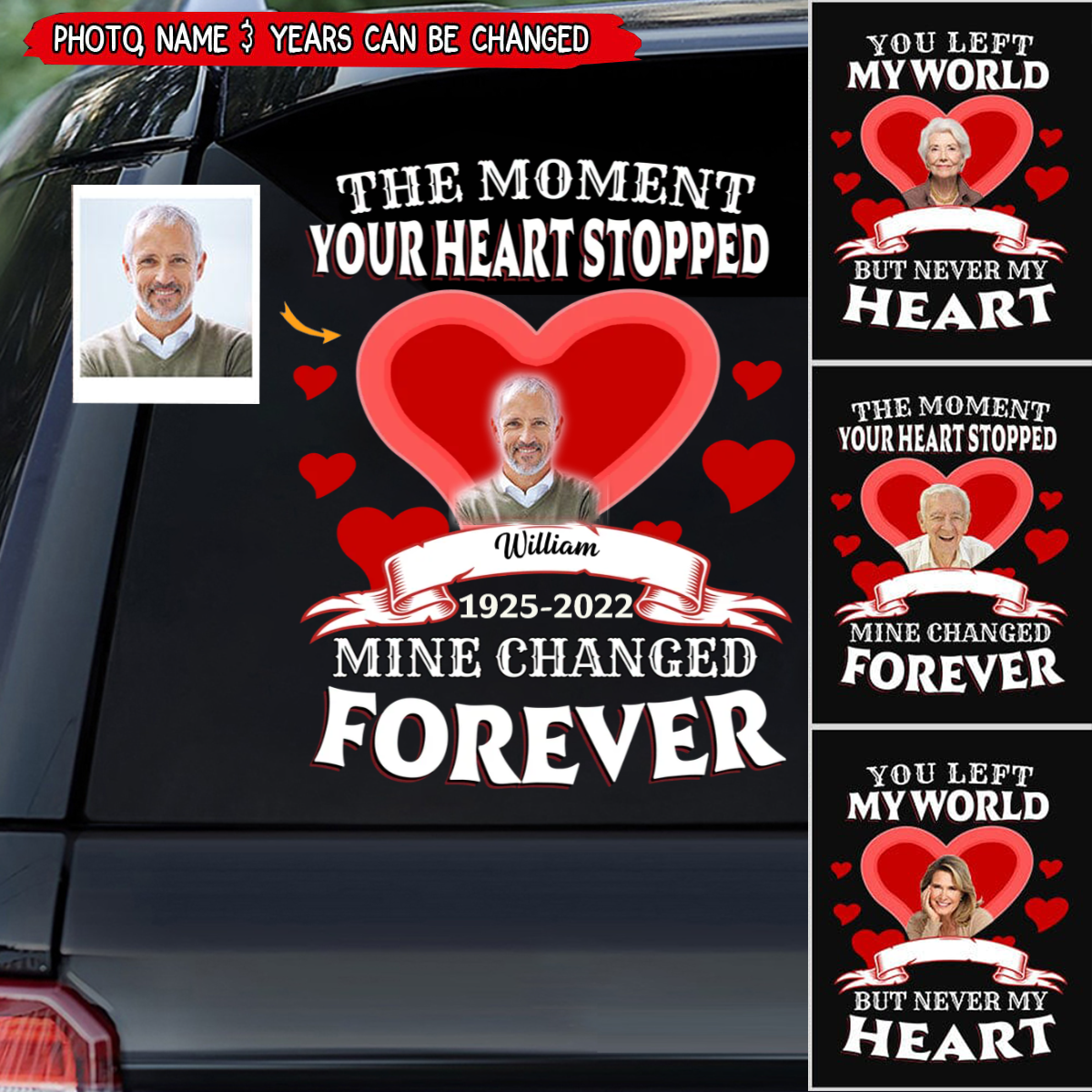 The Moment Your Heart Stopped Mine Changed Forever Custom Photo Memorial Decal