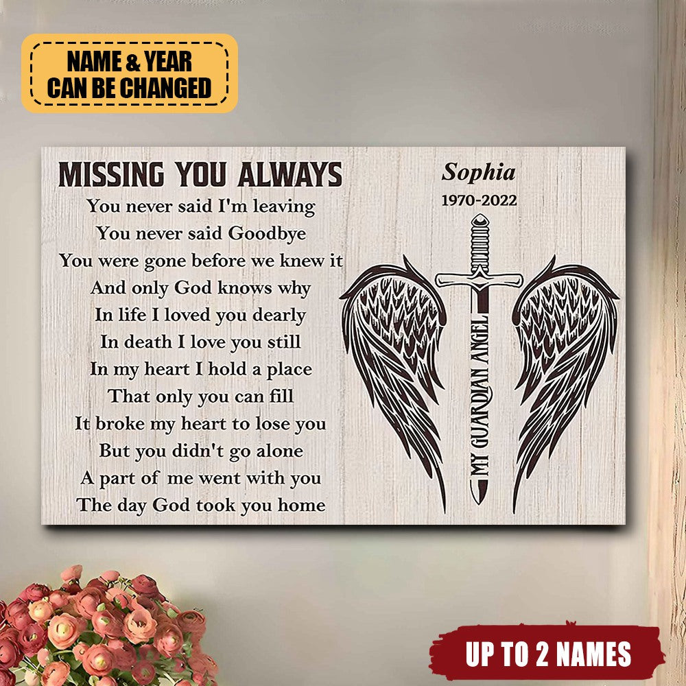 Missing You Always - Memorial Personalized Horizontal Poster - Sympathy Gift For Family Members