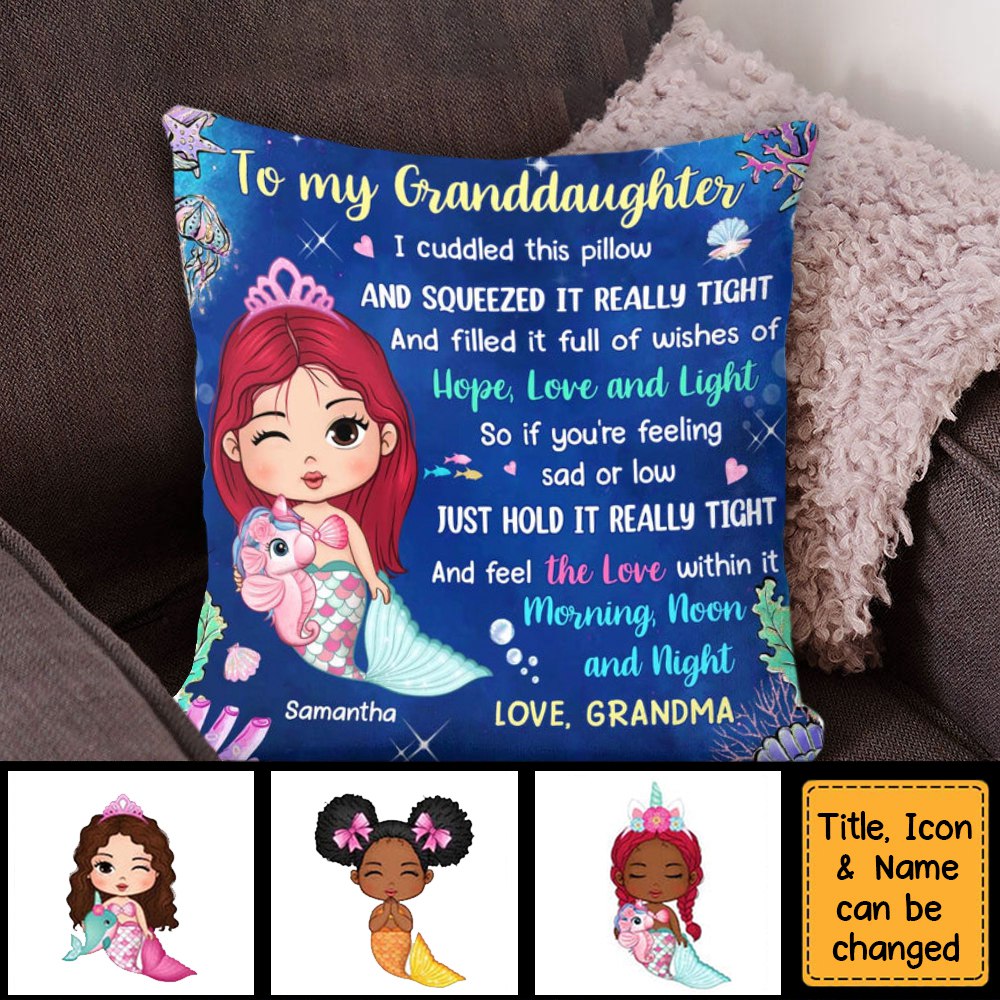 Gift For Granddaughter Hug This Mermaid Pillow