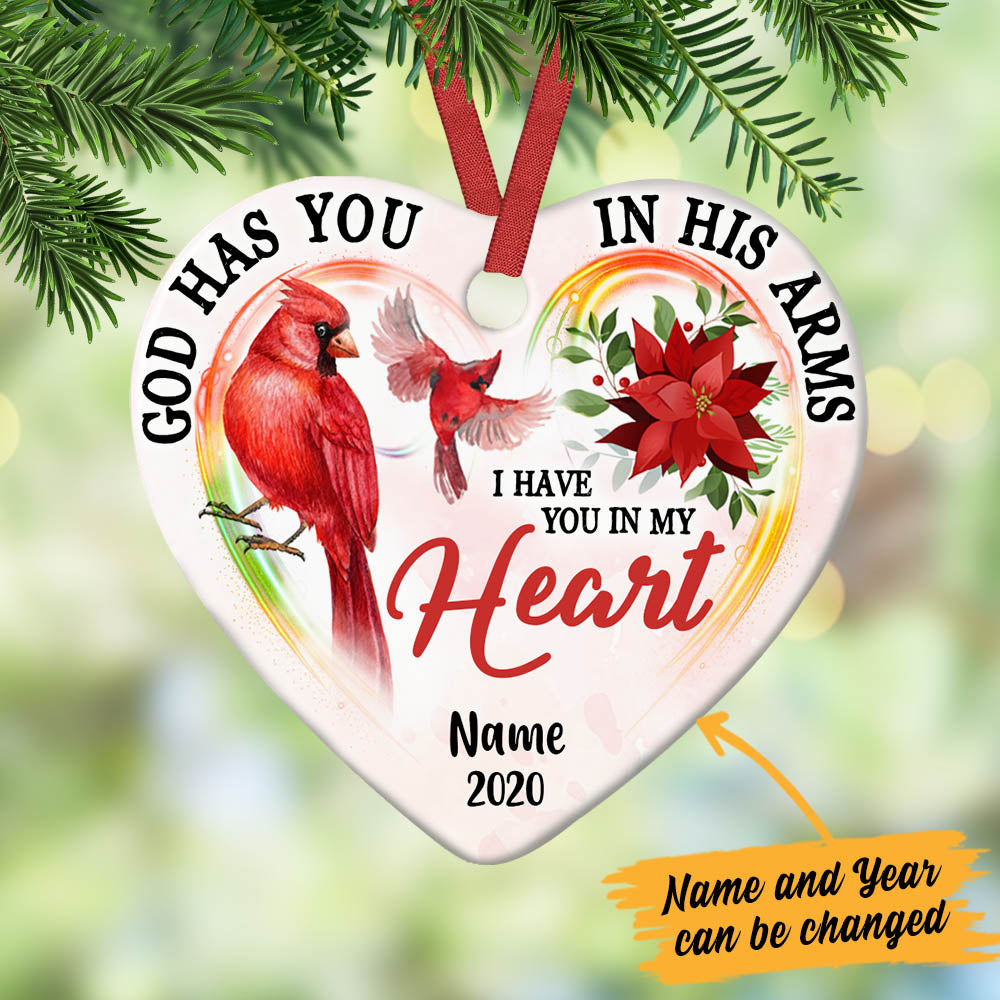 Personalized Cardinal Memorial Heart Ornament
