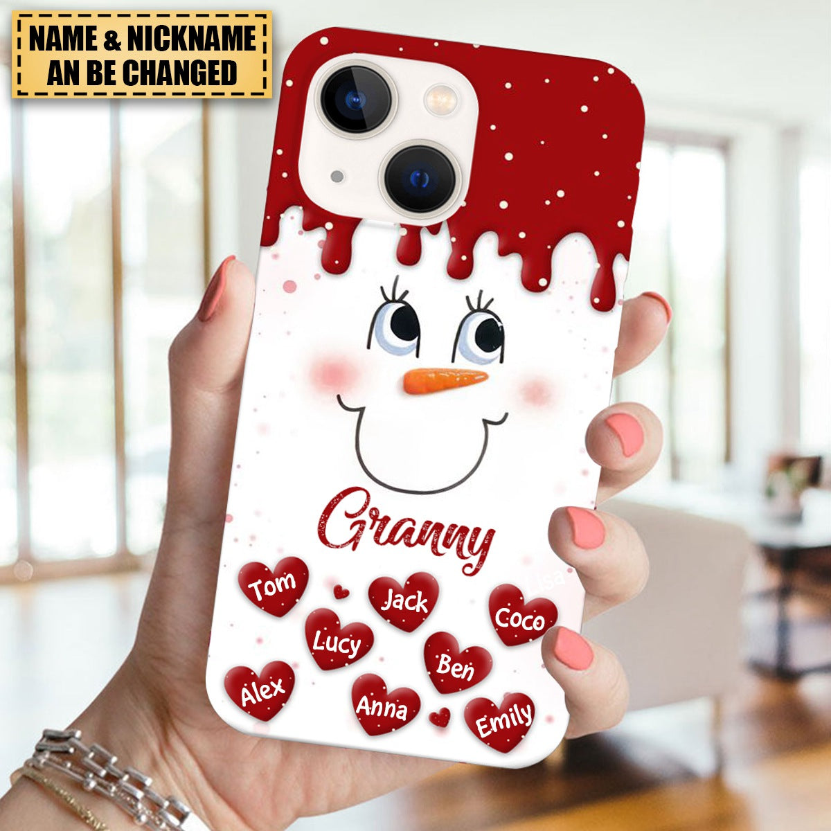 Cute Snowmy Grandma Mom Little Heart Kids Personalized Christmas Phone Case