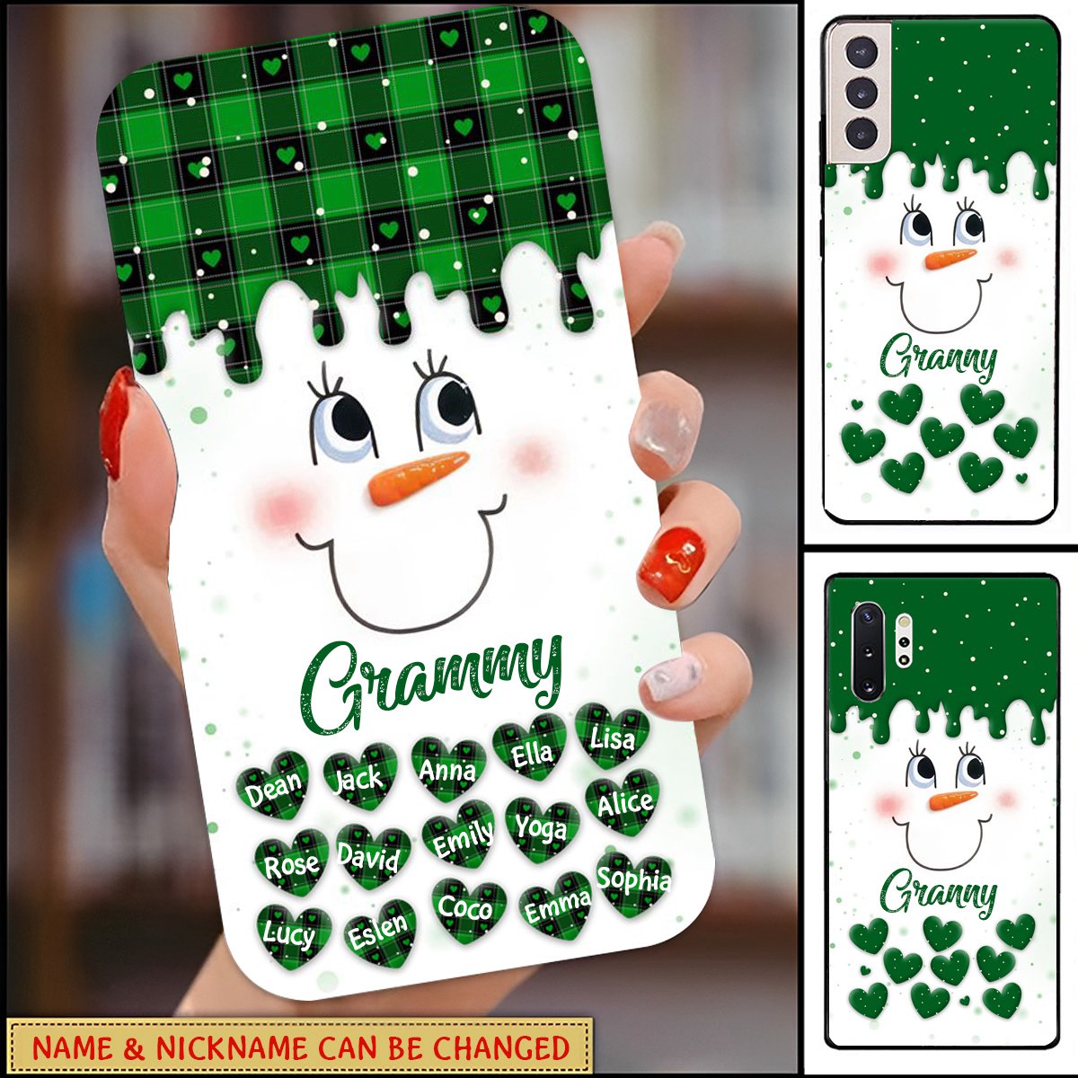 Cute Snowmy Grandma Mom Little Heart Kids Personalized Christmas Phone Case