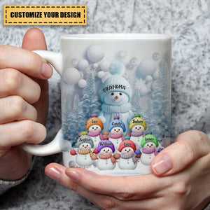 Christmas Blue Vibe Snowman Grandma Mom Colorful Kids Personalized Mug