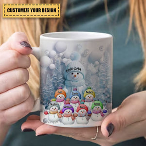 Christmas Blue Vibe Snowman Grandma Mom Colorful Kids Personalized Mug