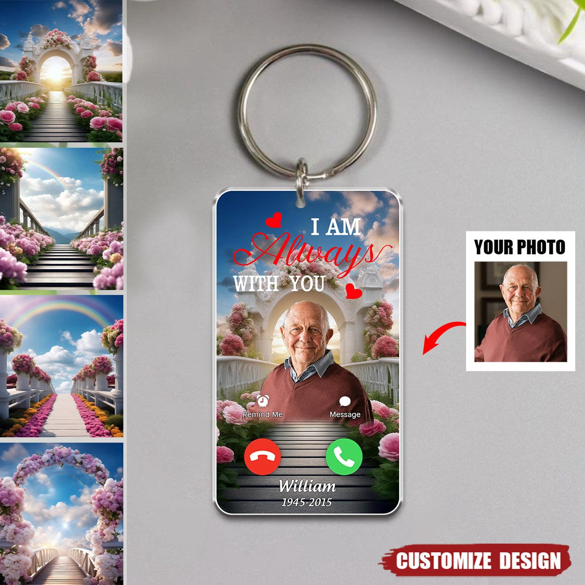 I Always With You Custom Photo Memorial Personalized Keychain