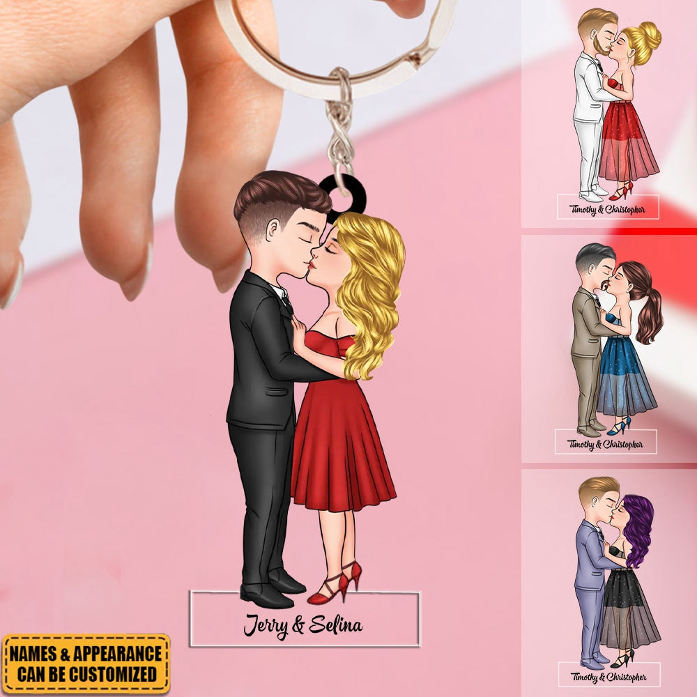 Kissing Couple - Custom Acrylic Keychain, Valentine's Day Gift For Couple