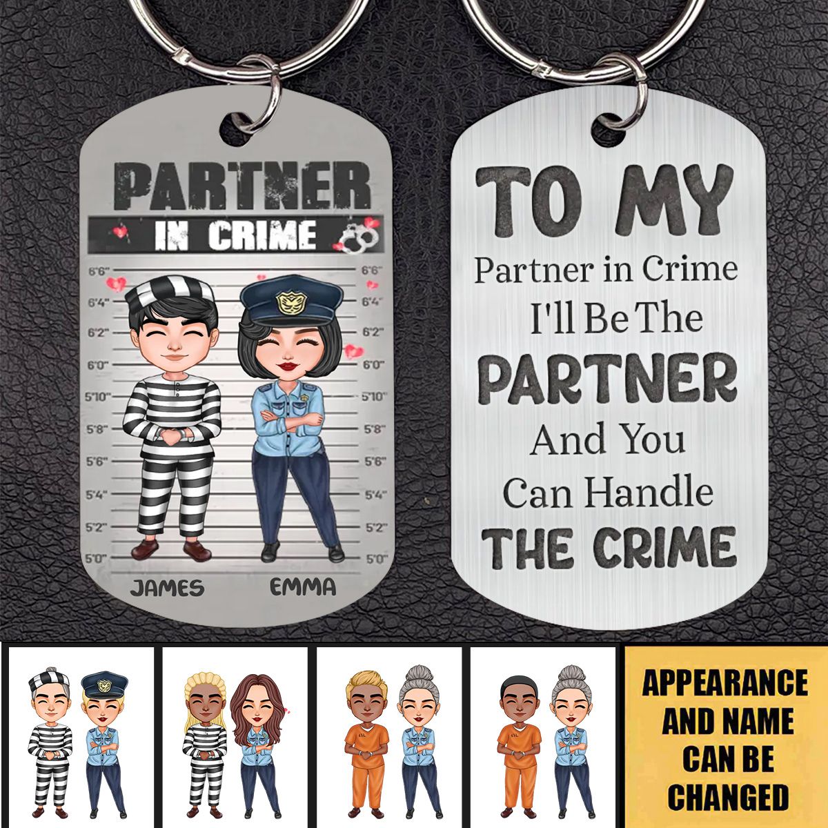 Personalized Couple Partners In Crime Stainless Steel Keychain - Gift Idea For Couple/ Him/ Her - You Stole My Heart & I'll Let You Keep It