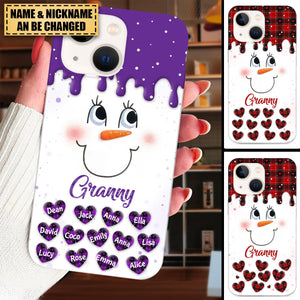 Cute Snowmy Grandma Mom Little Heart Kids Personalized Christmas Phone Case