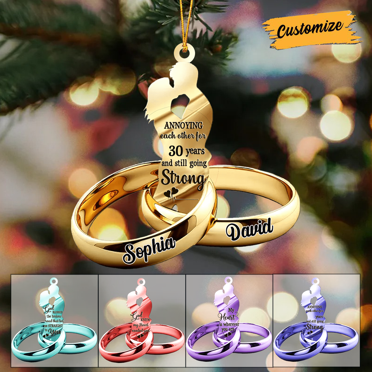 Customized Couple God Knew My Heart Needed You Christmas Gift Xmas Wedding Rings Acrylic Ornament